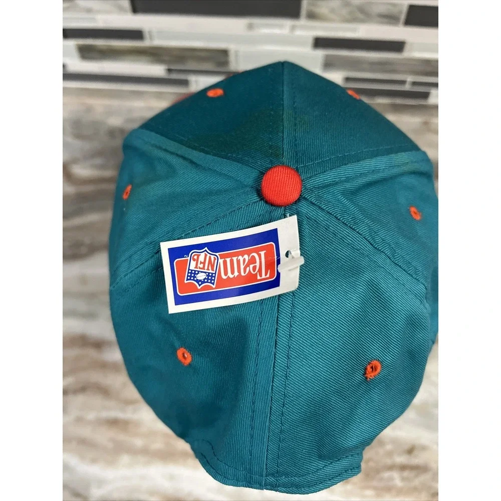 Team NFL AJD Miami Dolphins Vintage 90's Snapback Hat - Has A Stain (See Photos) - Picture 5 of 10